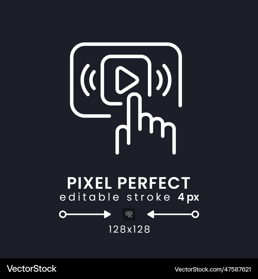 Start streaming white linear desktop icon on black
