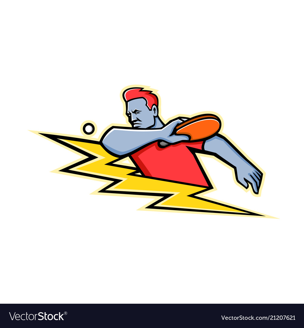 Table tennis player lightning bolt mascot Vector Image