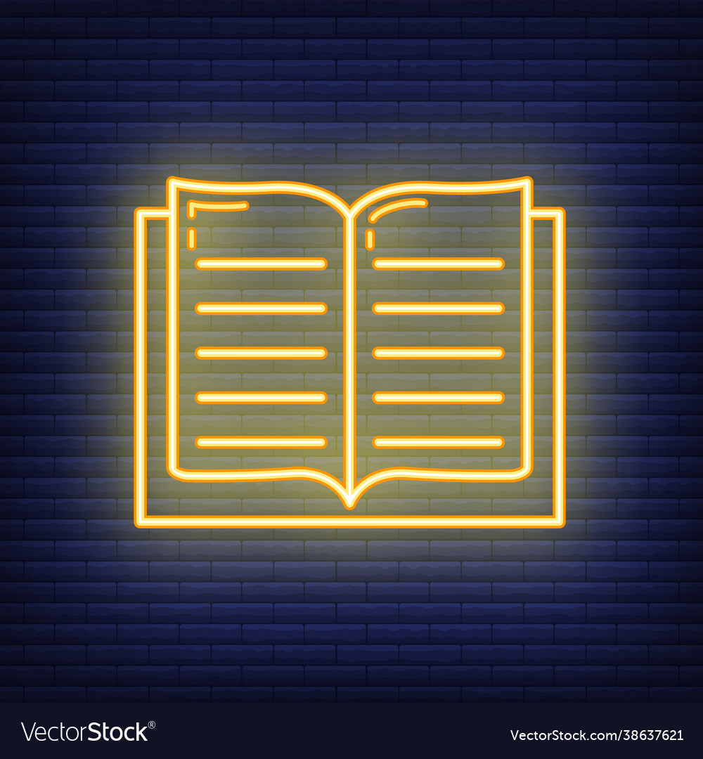 Textbook schoolbook icon glow neon style