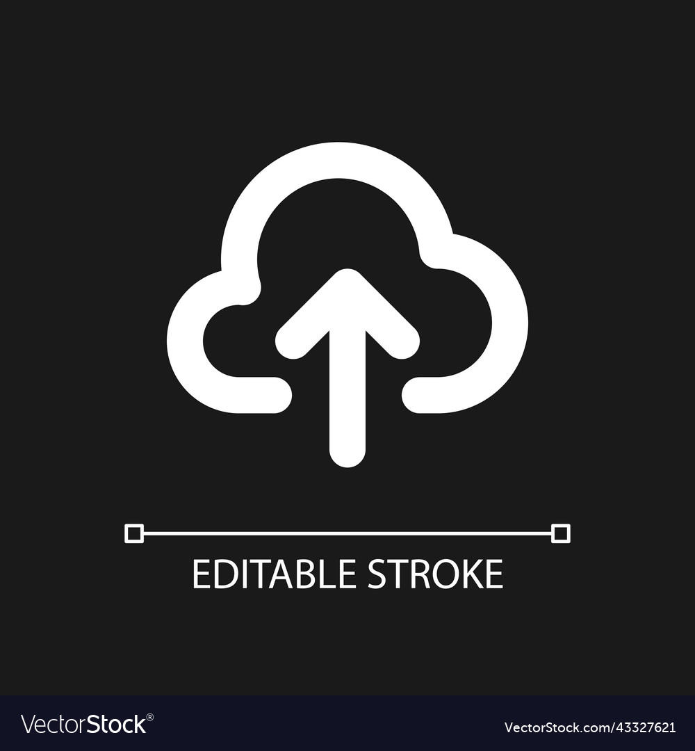 Upload to cloud pixel perfect white linear ui vector image Upload to cloud pixel perfect white linear ui