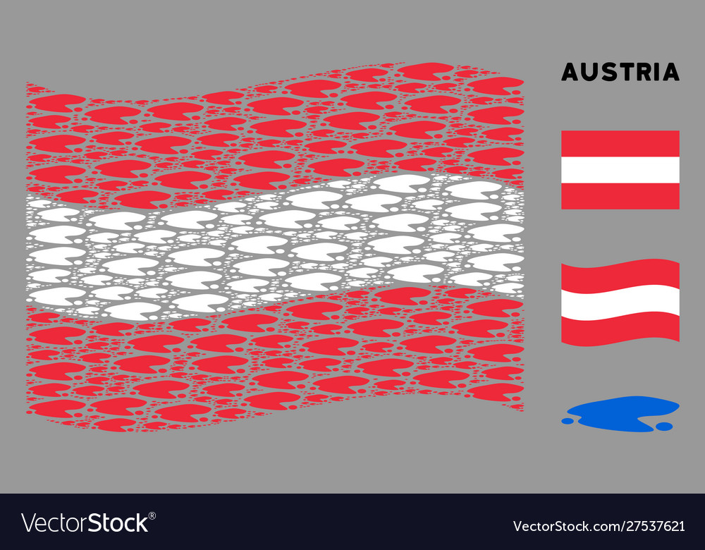 Waving austrian flag pattern puddle items