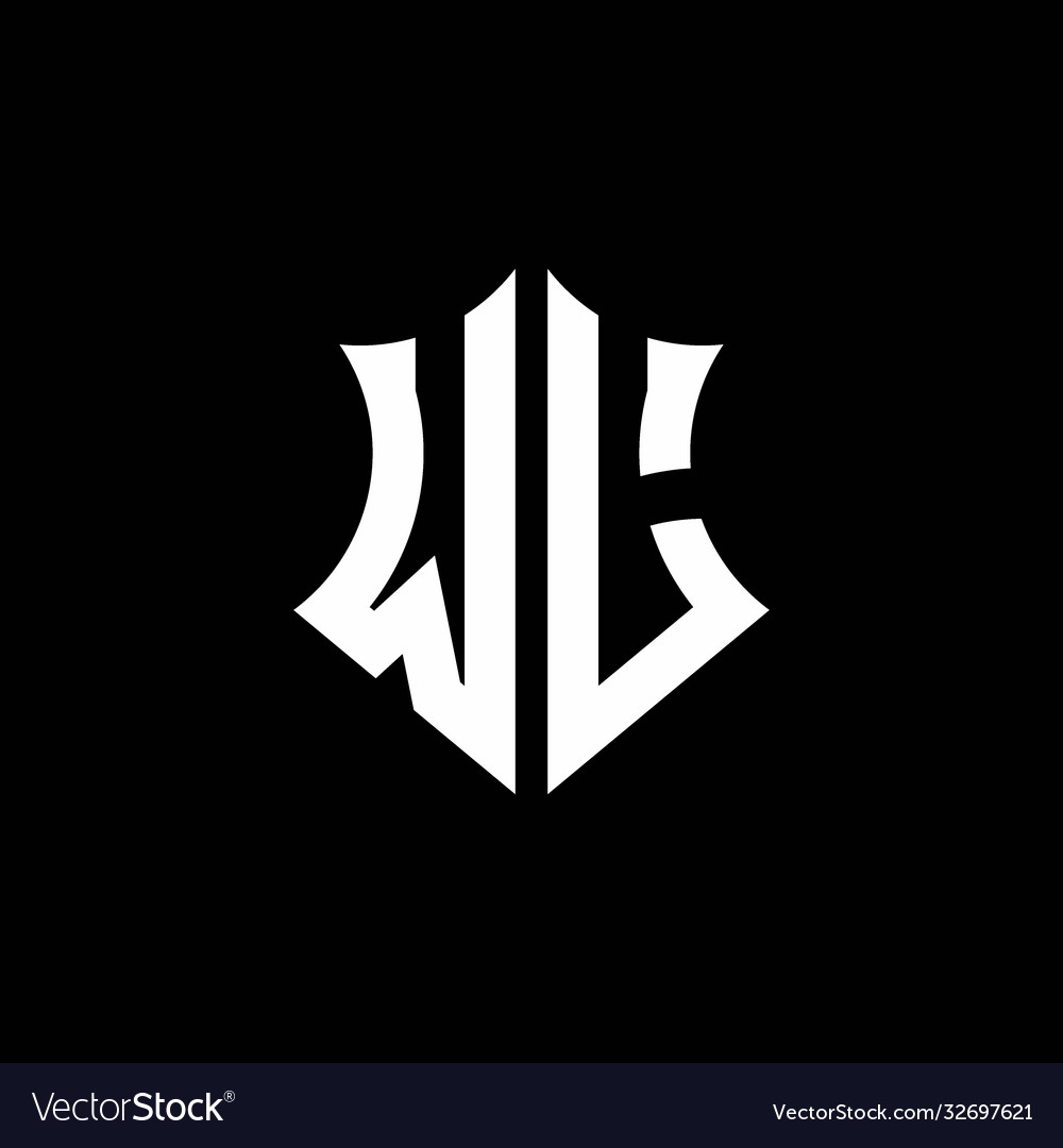 Wl monogram logo with a sharp shield style Vector Image Wl monogram logo with a sharp shield style