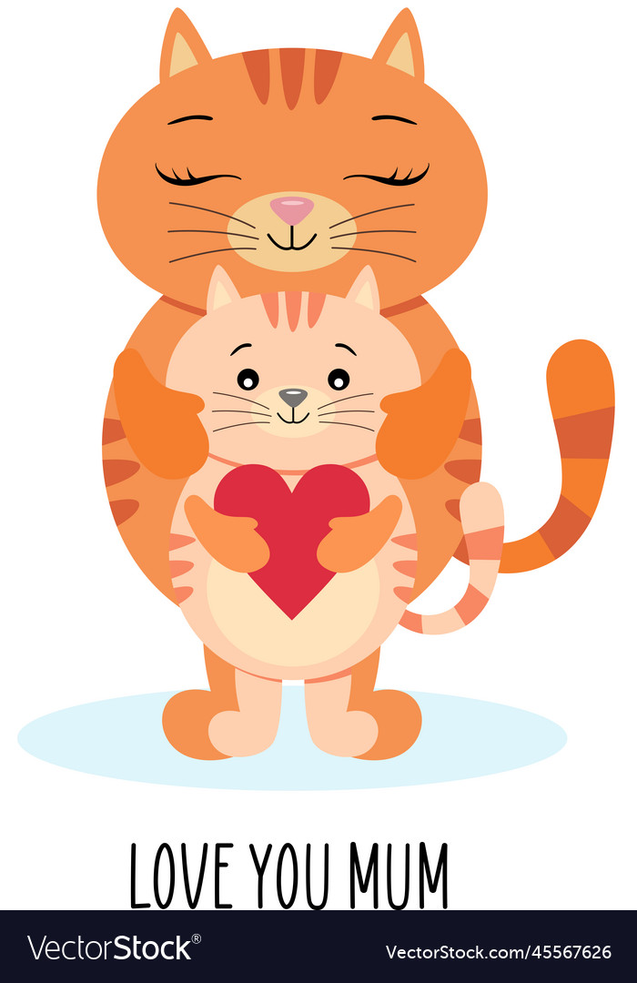 Adorable cats greeting card with love you mum