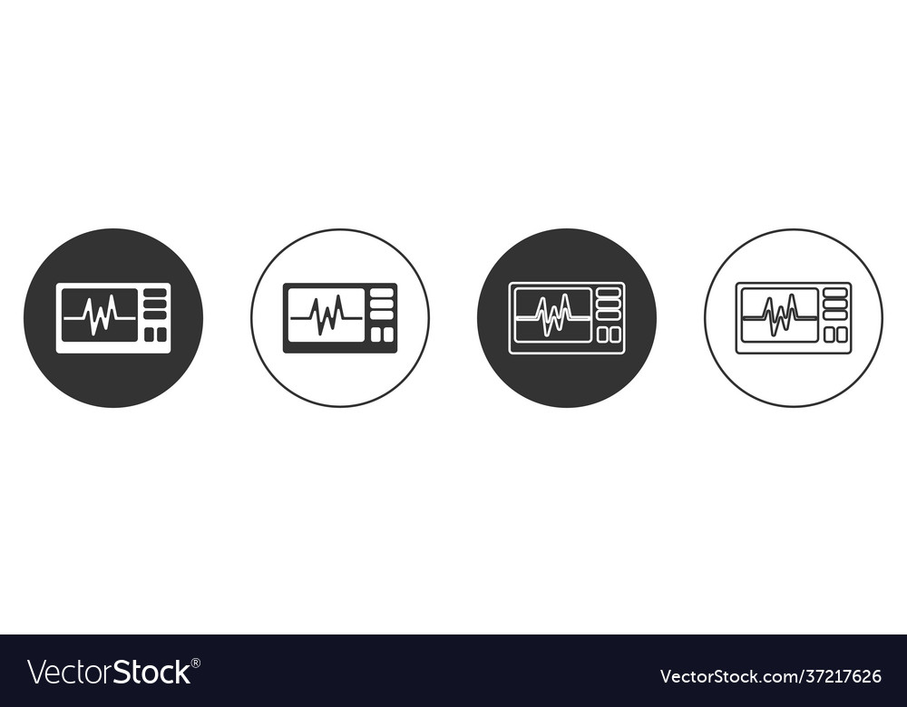 Black computer monitor with cardiogram icon