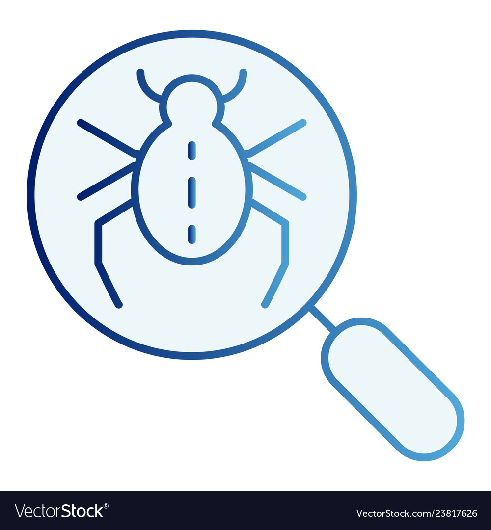 Bug searching flat icon magnifying glass Vector Image