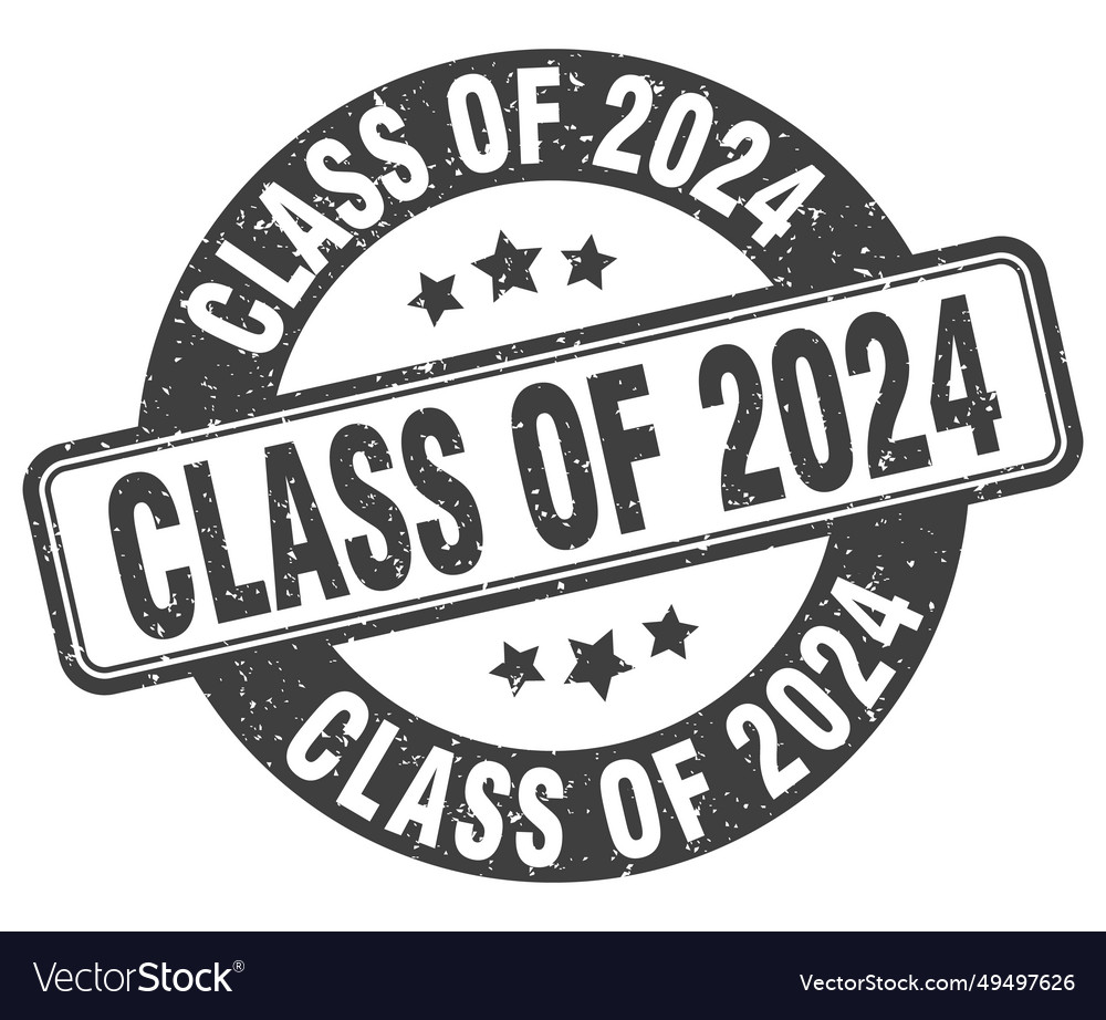 Class of 2024 stamp label round Royalty Free Vector Image