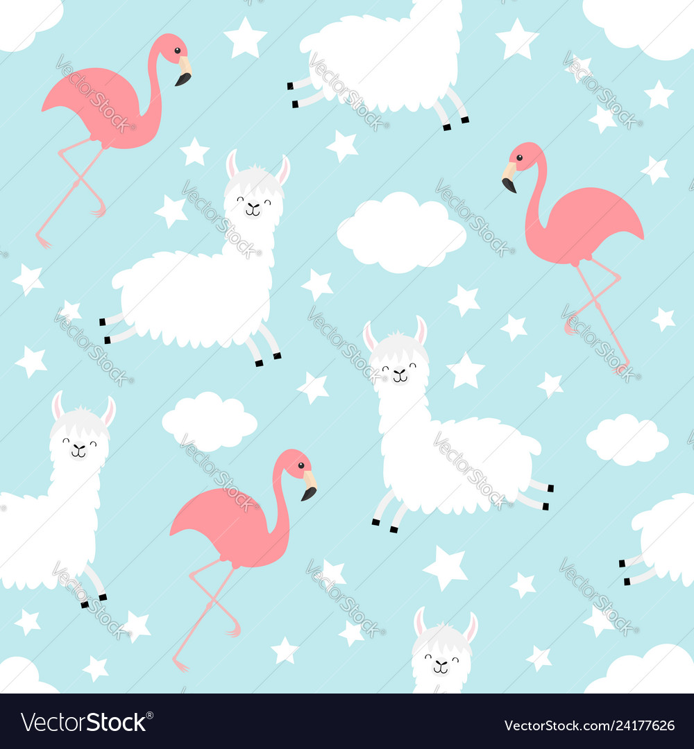Cute Alpaca & Flamingo Pattern