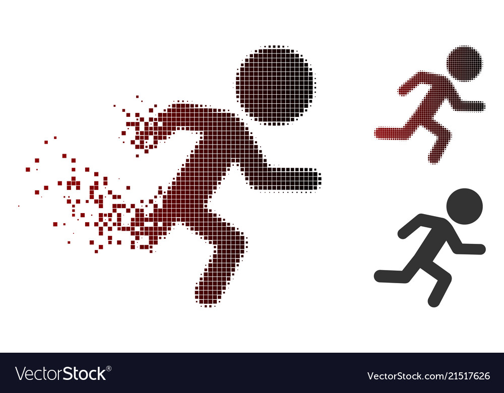Dissolving pixel halftone running child icon Vector Image Dissolving pixel halftone running child icon