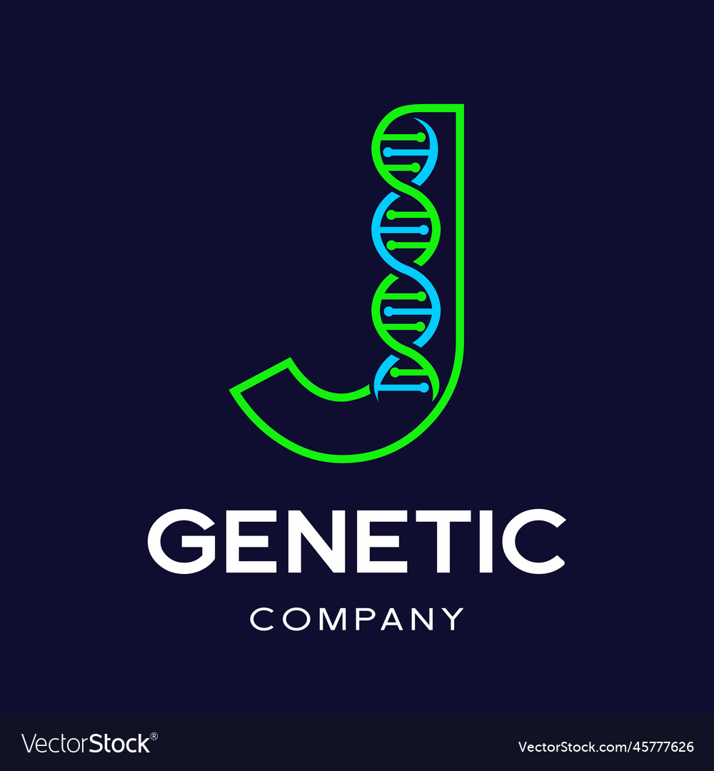 Letter j genetic dna logo template design