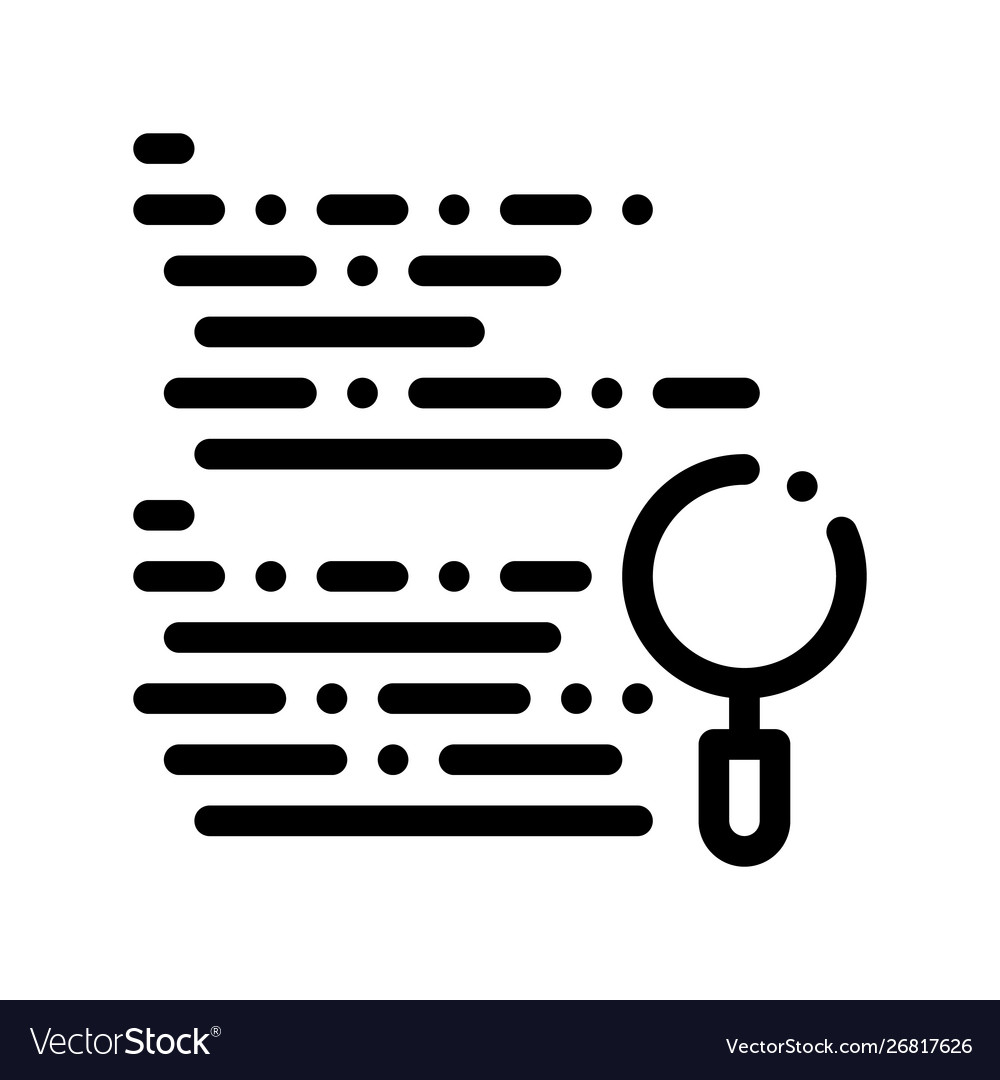 Magnifier search code mistake line icon vector image Magnifier search code mistake line icon