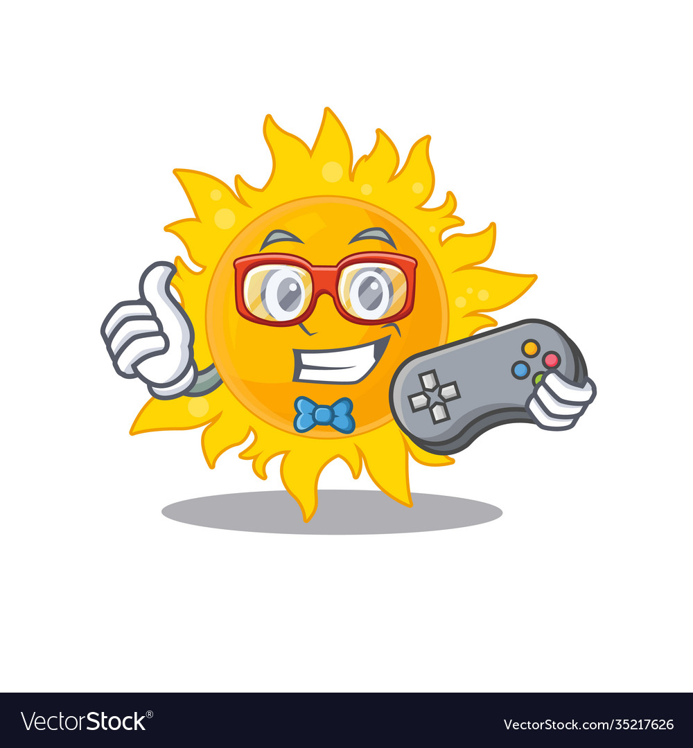 Mascot design concept summer sun gamer using