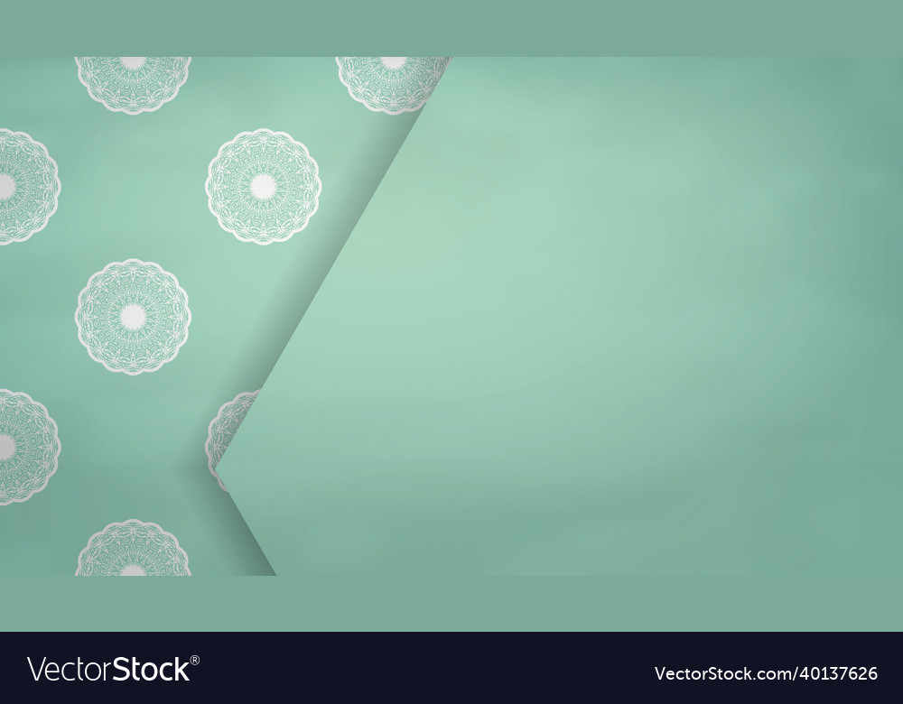 Mint color background with mandala white pattern