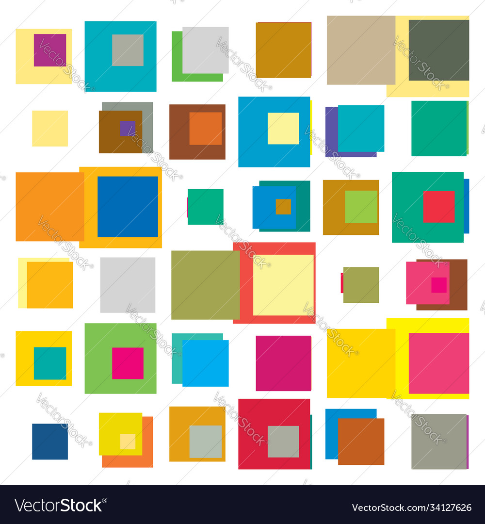 Playful colored overlapping random squares vector image Playful colored overlapping random squares