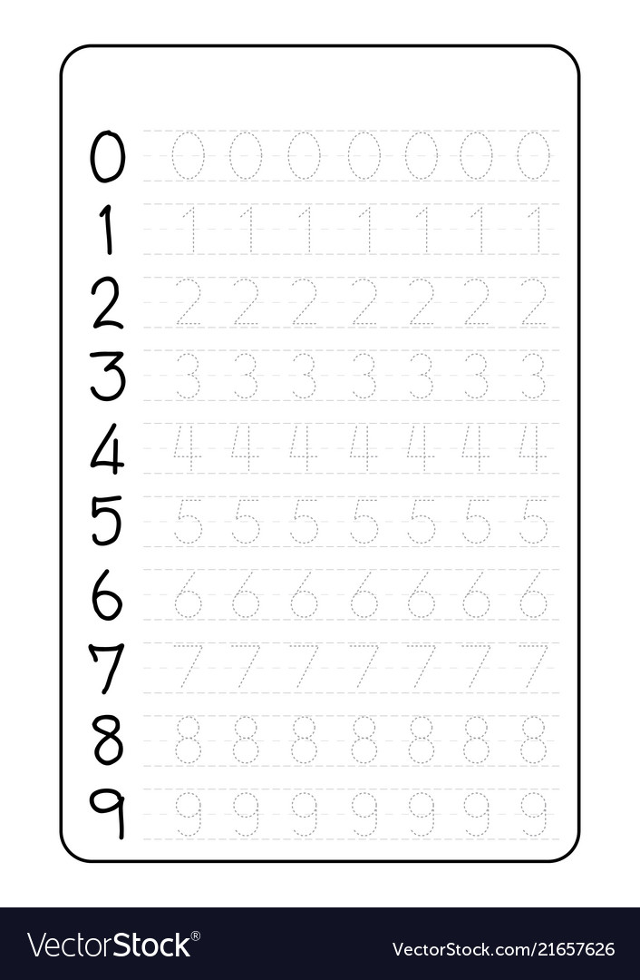 practice writing numbers on a4 worksheet vector image