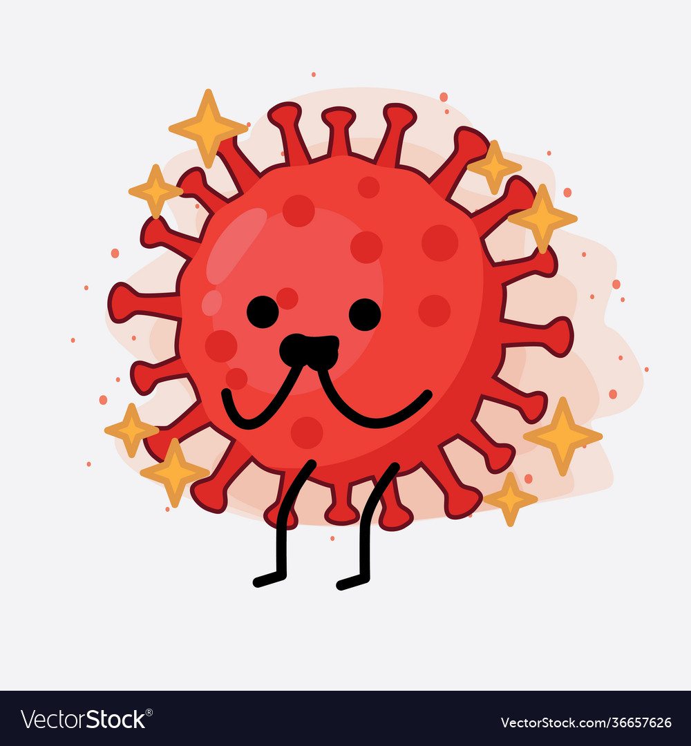 Red virus cute character with simple face hands Vector Image Red virus cute character with simple face hands