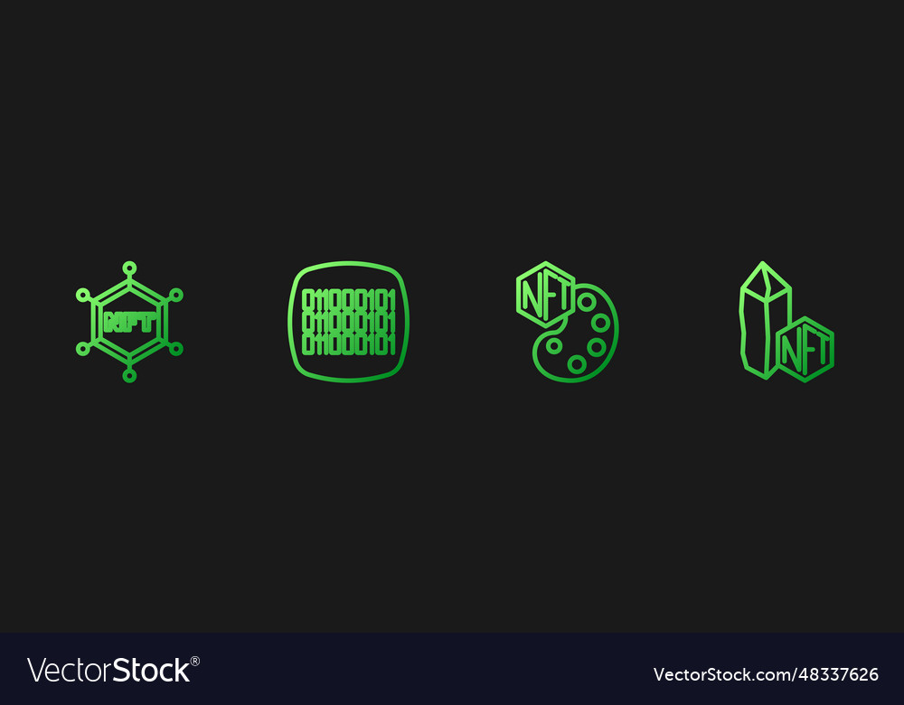 Set line nft digital crypto art blockchain