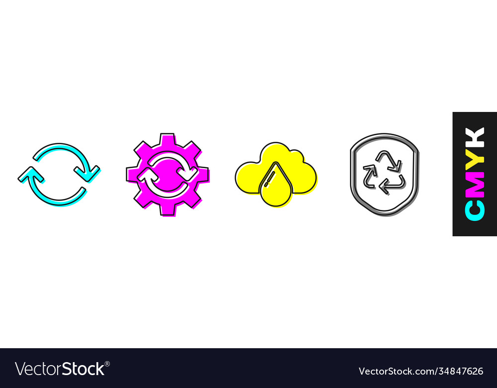 Set refresh gear and arrows as workflow cloud vector image Set refresh gear and arrows as workflow cloud