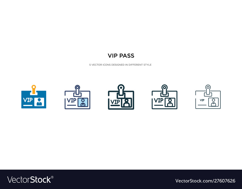 Vip pass icon in different style two colored