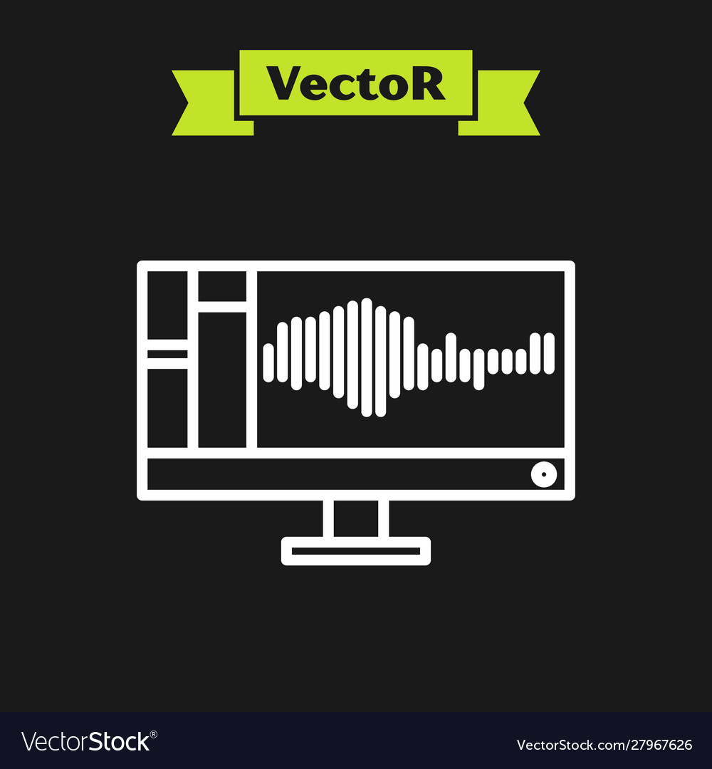 White line sound or audio recorder editor vector image White line sound or audio recorder editor