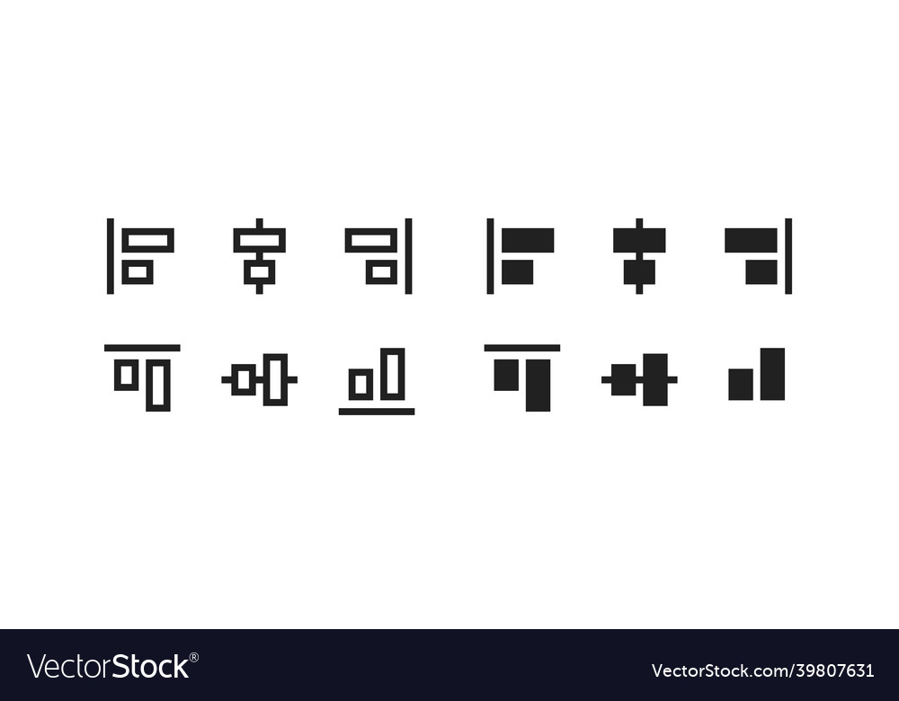 Align line icon set Spalte Transformation Schnittstelle vector image Align line icon set Spalte Transformation Schnittstelle