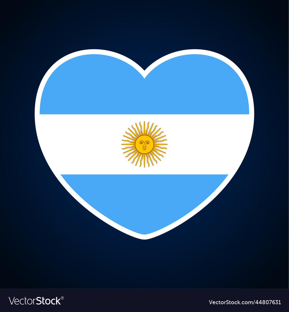 Argentina flag in a shape of heart icon flat