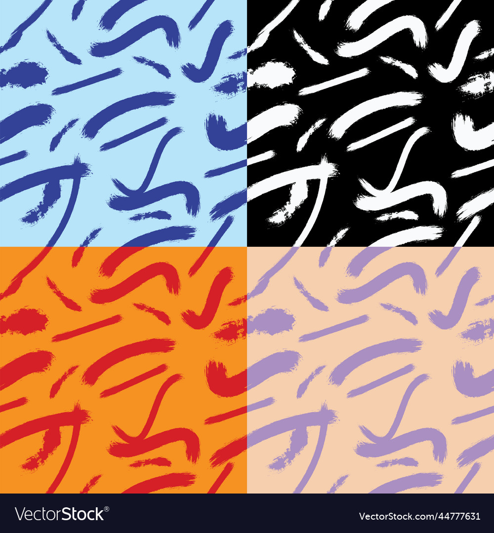 Brush strokes seamless patterns variations vector image Brush strokes seamless patterns variations