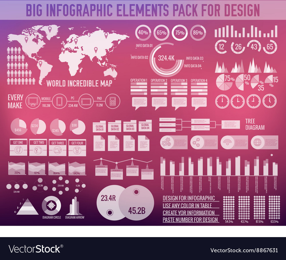 Business big infographic elements chart set Vector Image