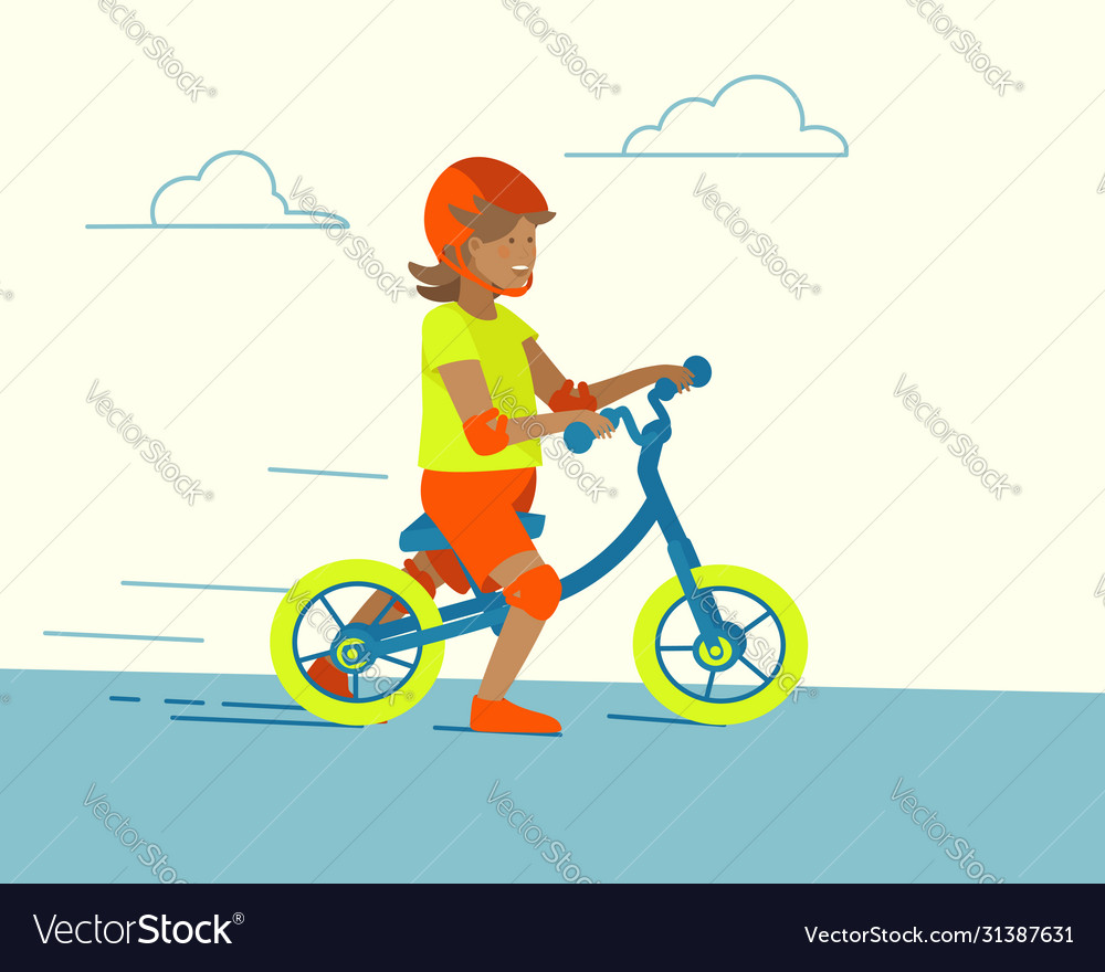 Cartoon balance bike child running