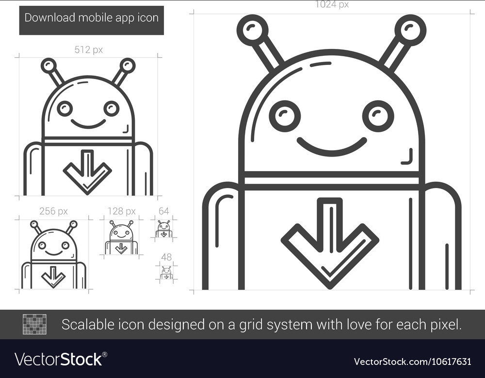 Download mobile app line icon