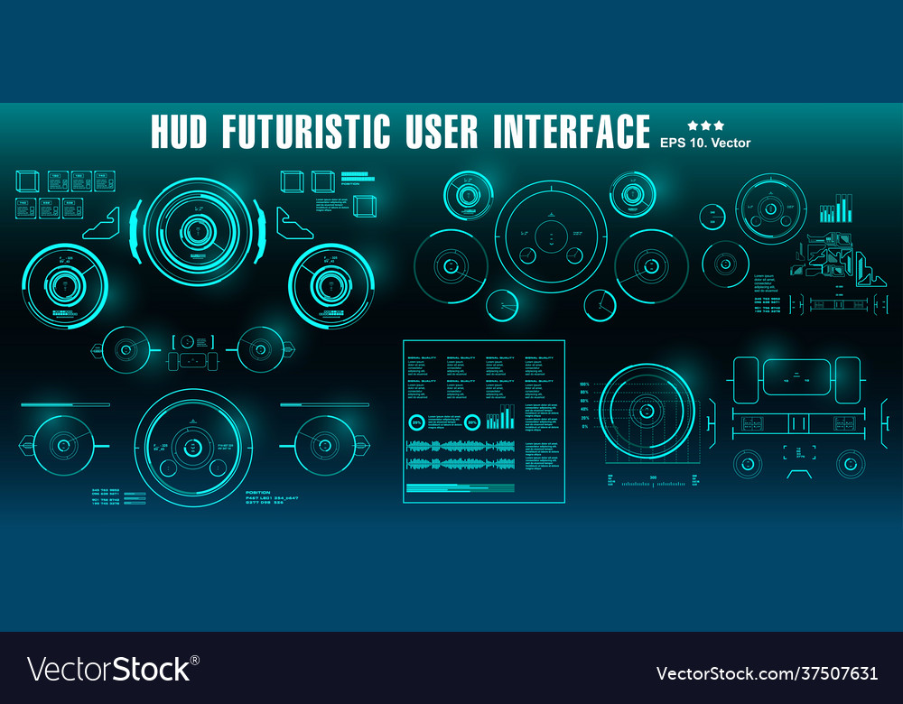 Hud futuristic green user interface dashboard vector image Hud futuristic green user interface dashboard