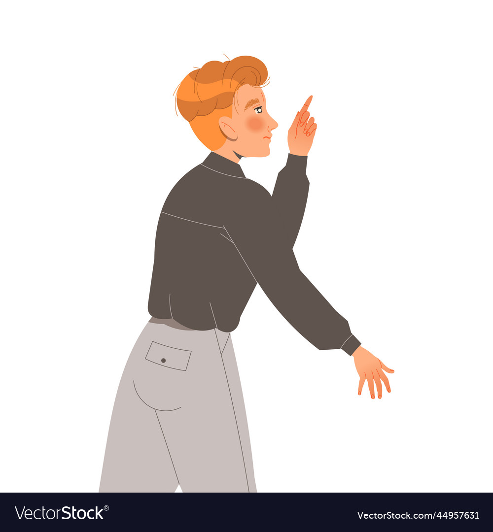 Man character indicating something pointing vector image Man character indicating something pointing