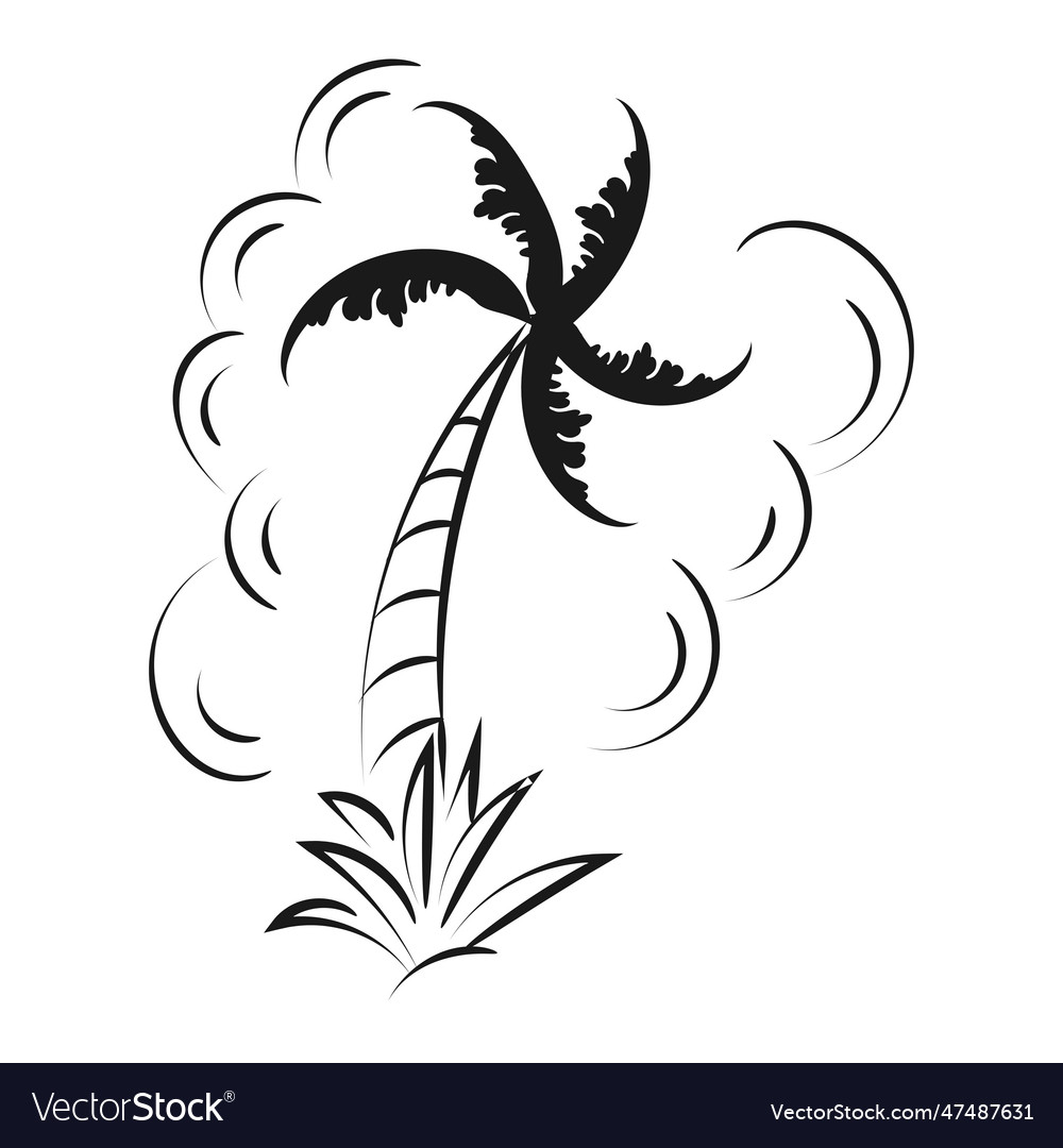 Palm tree line drawing for print vector image Palm tree line drawing for print