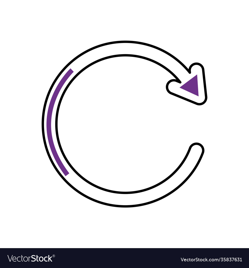 Refresh arrow icon half line color style