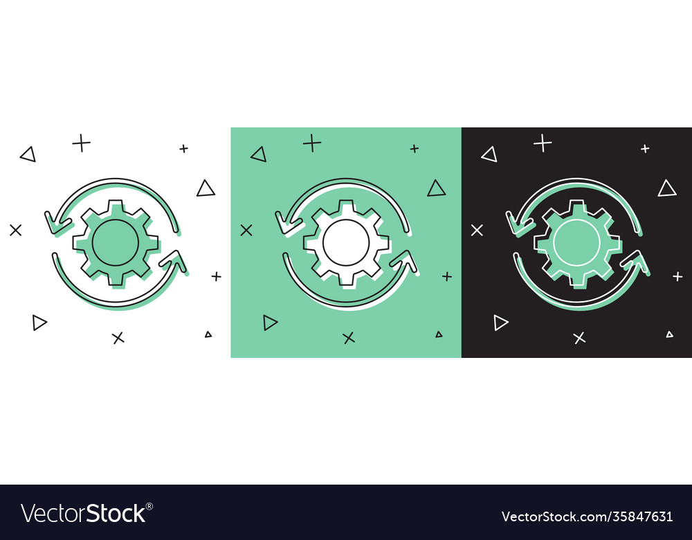 Set gear and arrows as workflow concept icon vector image Set gear and arrows as workflow concept icon