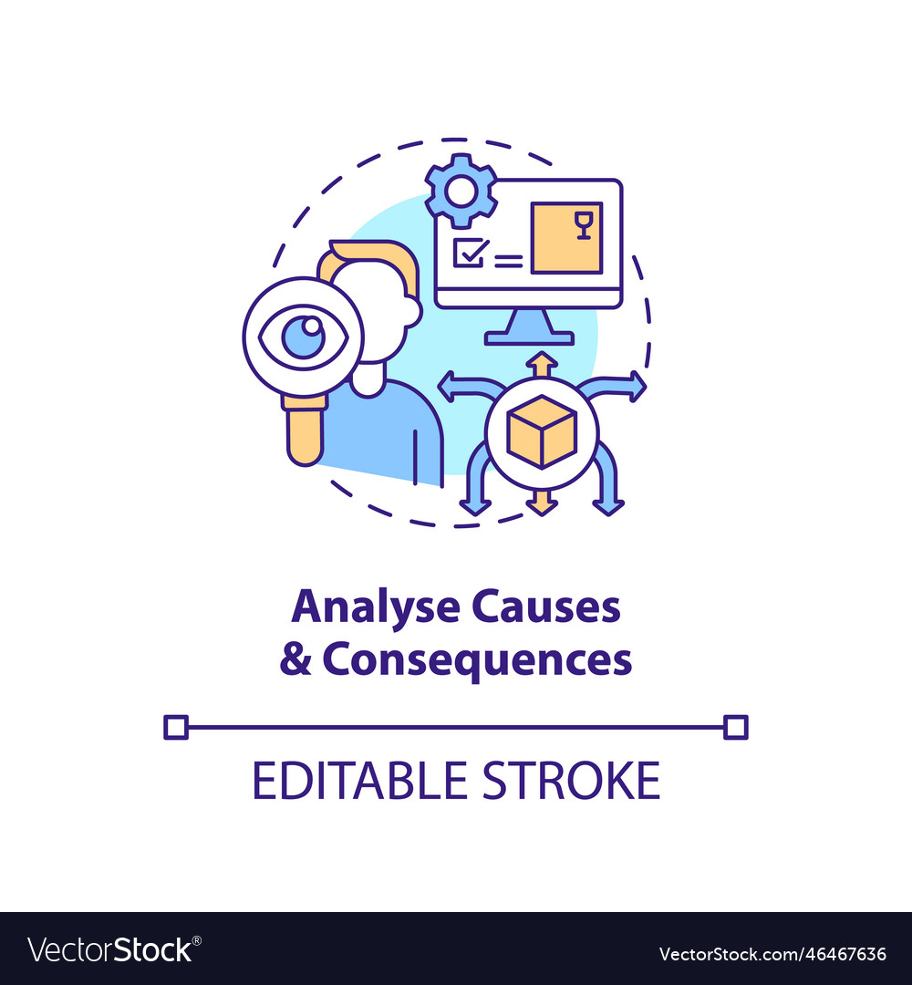 Analyse causes and consequences concept icon Vector Image