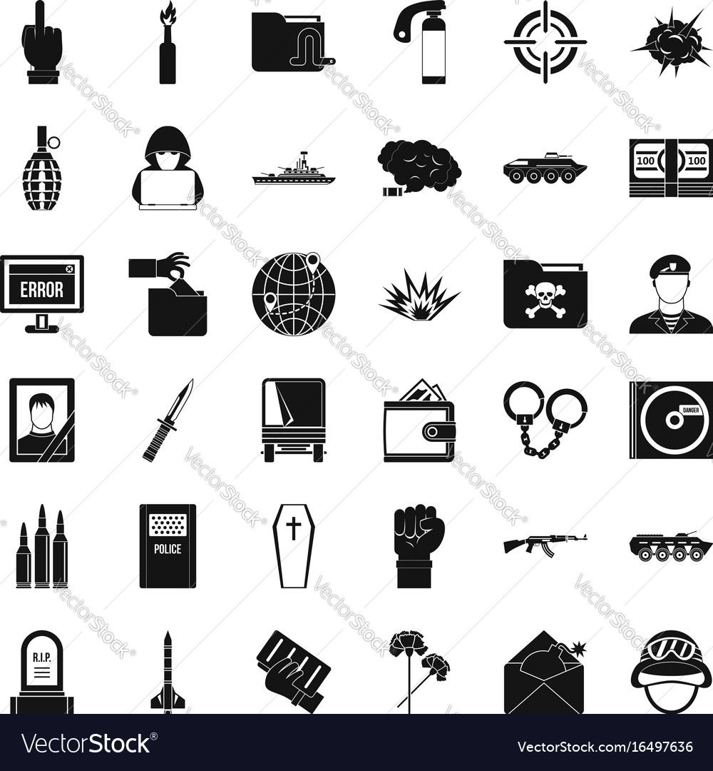 Bad war icons set simple style Royalty Free Vector Image