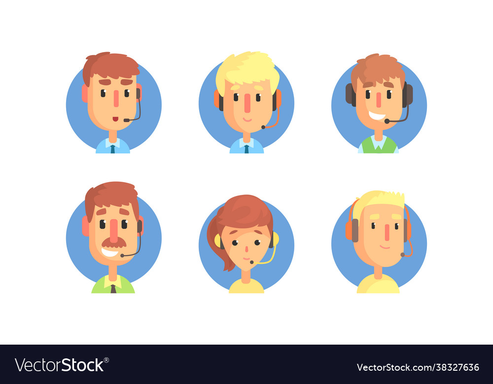 Call center operators set technical support vector image Call center operators set technical support