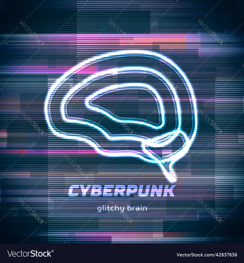 Glitch cyberpunk frame with technology error