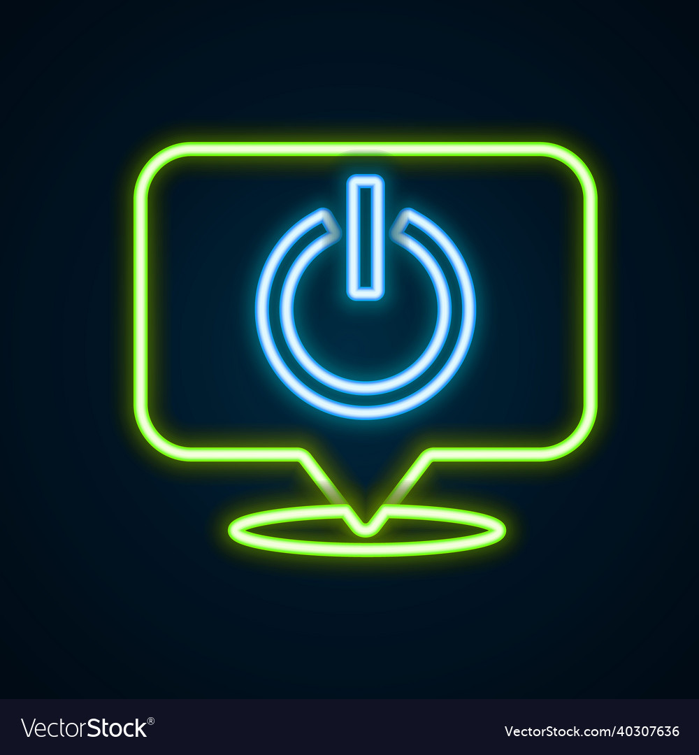 Glowing neon line power button icon isolated