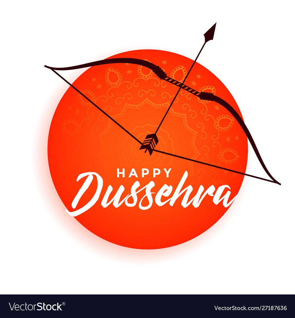 Happy dussehra bow and arrow decorative background vector image Happy dussehra bow and arrow decorative background