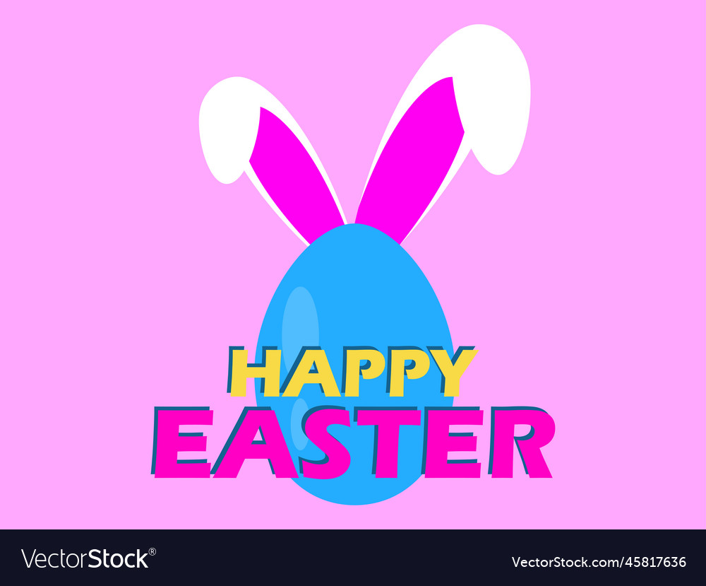 Happy easter painted egg with bunny ears Vector Image