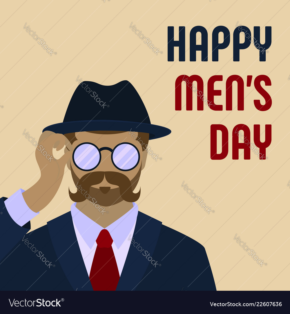 Happy men day concept background cartoon style Vector Image