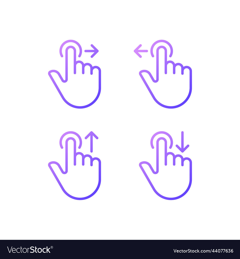Hold and move gradient linear icons set Vector Image Hold and move gradient linear icons set