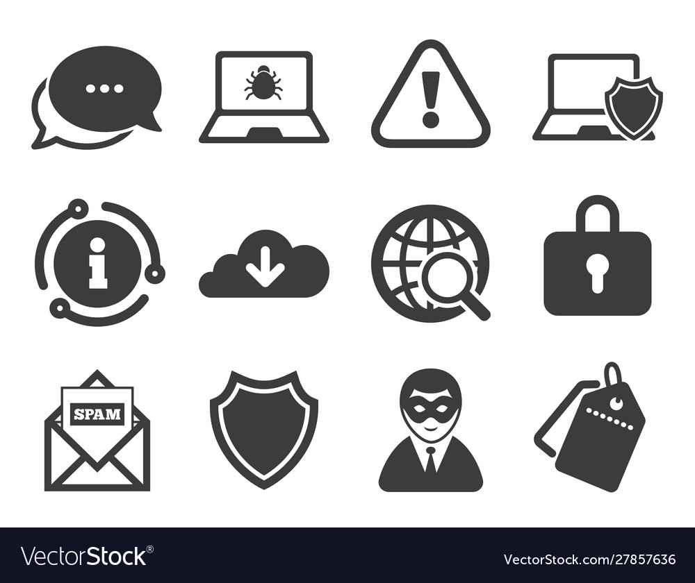 Internet privacy icons cyber crime signs