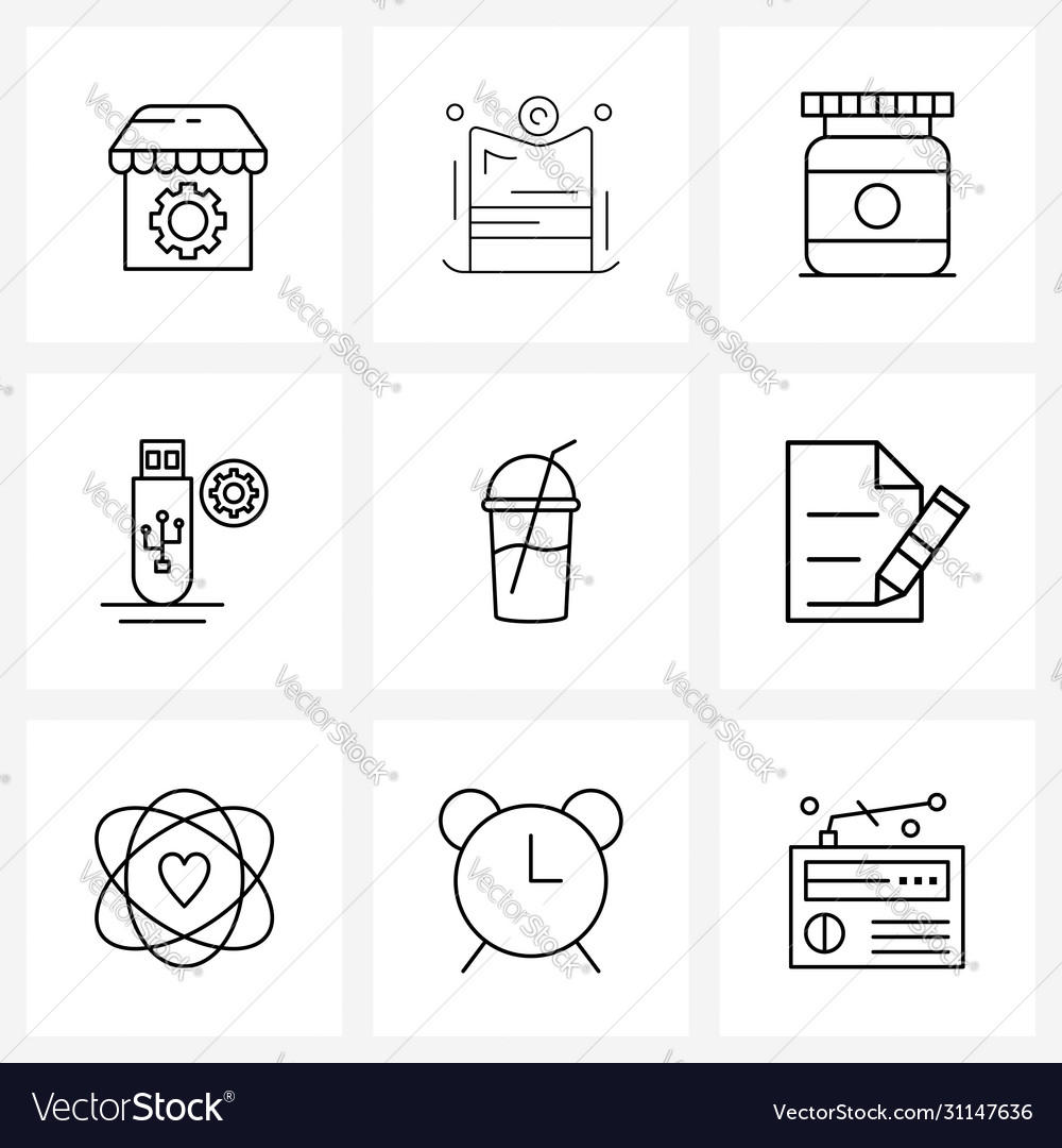 Isolated symbols set 9 simple line icons