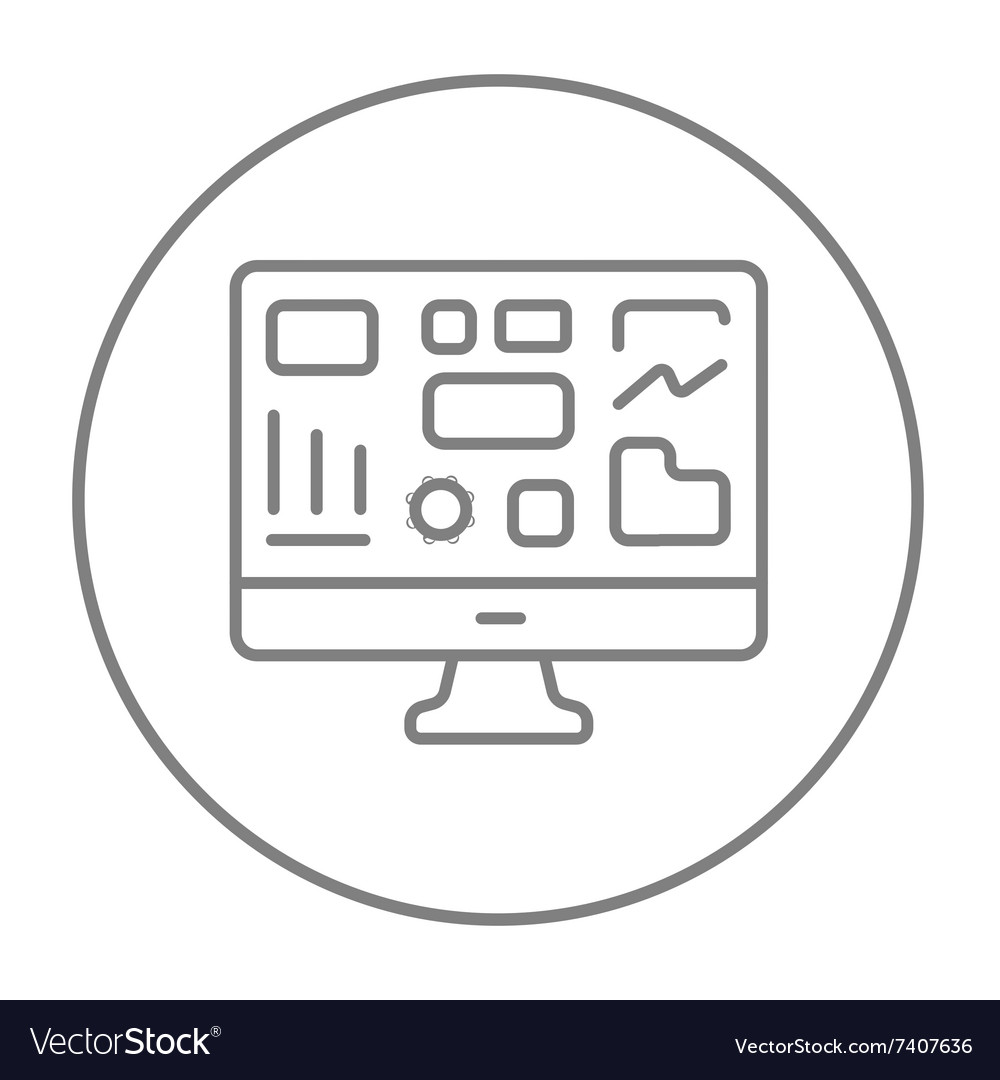 Monitor with business graphs line icon