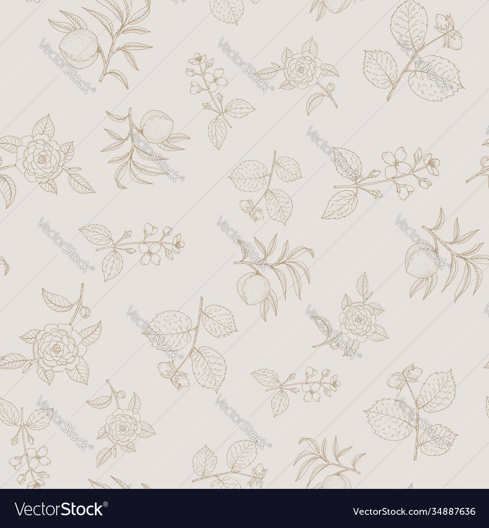 Seamless pattern with hazelnut peach japanese Vector Image