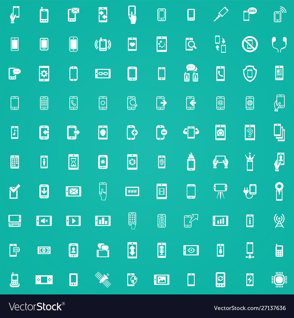 Smartphone 100 icons universal set for web and ui