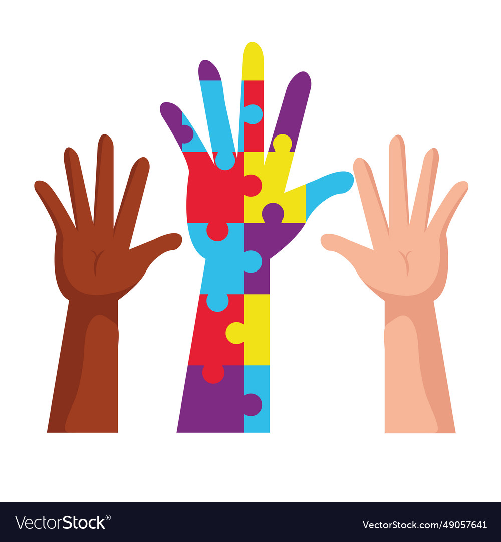 Autism Day Awareness Hands Royalty Free Vector Image