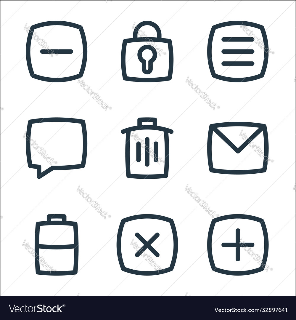 Basic ui line icons linear set quality vector image Basic ui line icons linear set quality